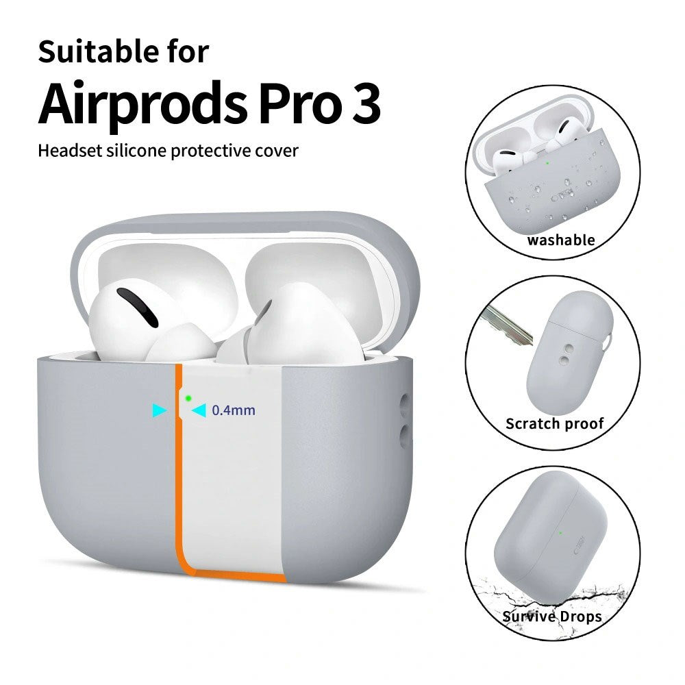 Apple AirPods Pro (3. Gen) Tech-Protect Silikone Cover m. Rem - Grå