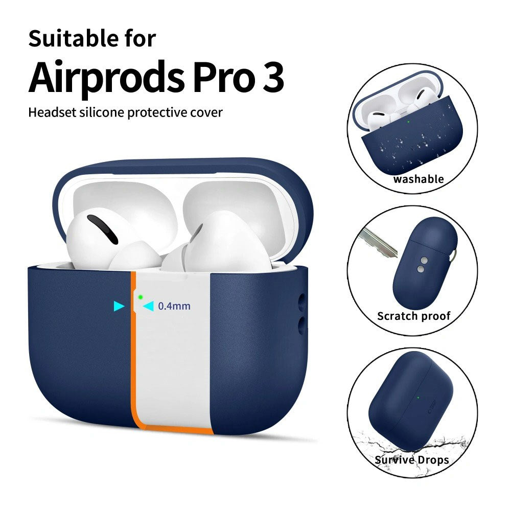 Apple AirPods Pro (3. Gen) Tech-Protect Silikone Cover m. Rem - Mørkeblå
