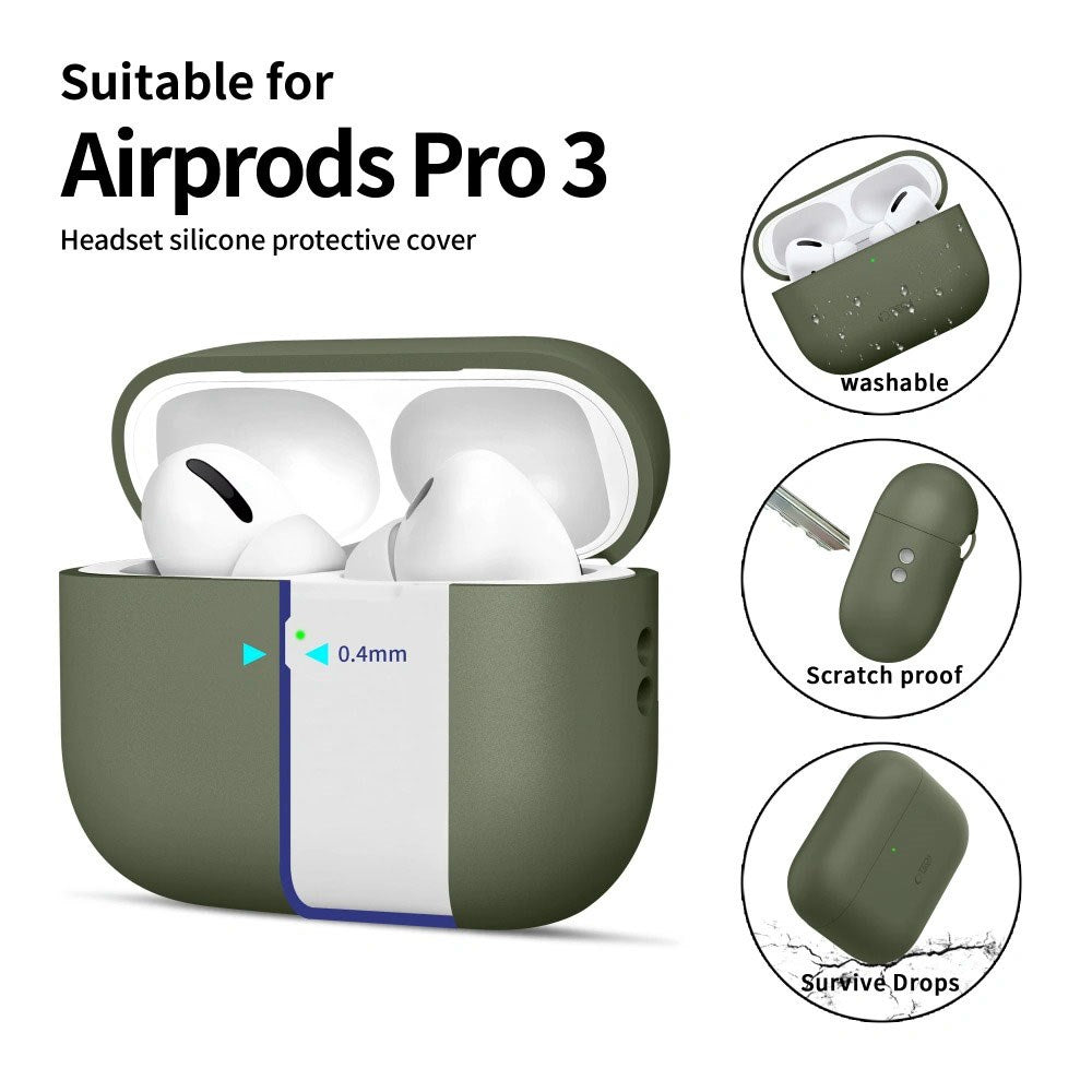 Apple AirPods Pro (3. Gen) Tech-Protect Silikone Cover m. Rem - Olivengrøn