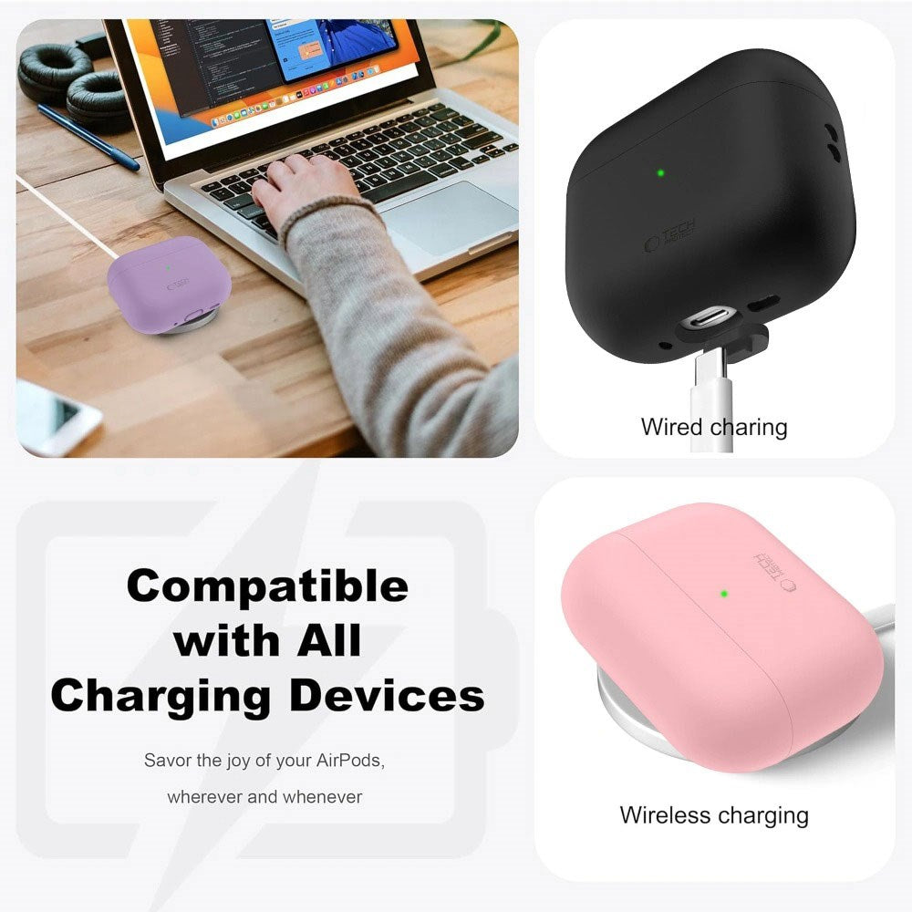 Apple AirPods Pro (3. Gen) Tech-Protect Silikone Cover m. Rem - Olivengrøn