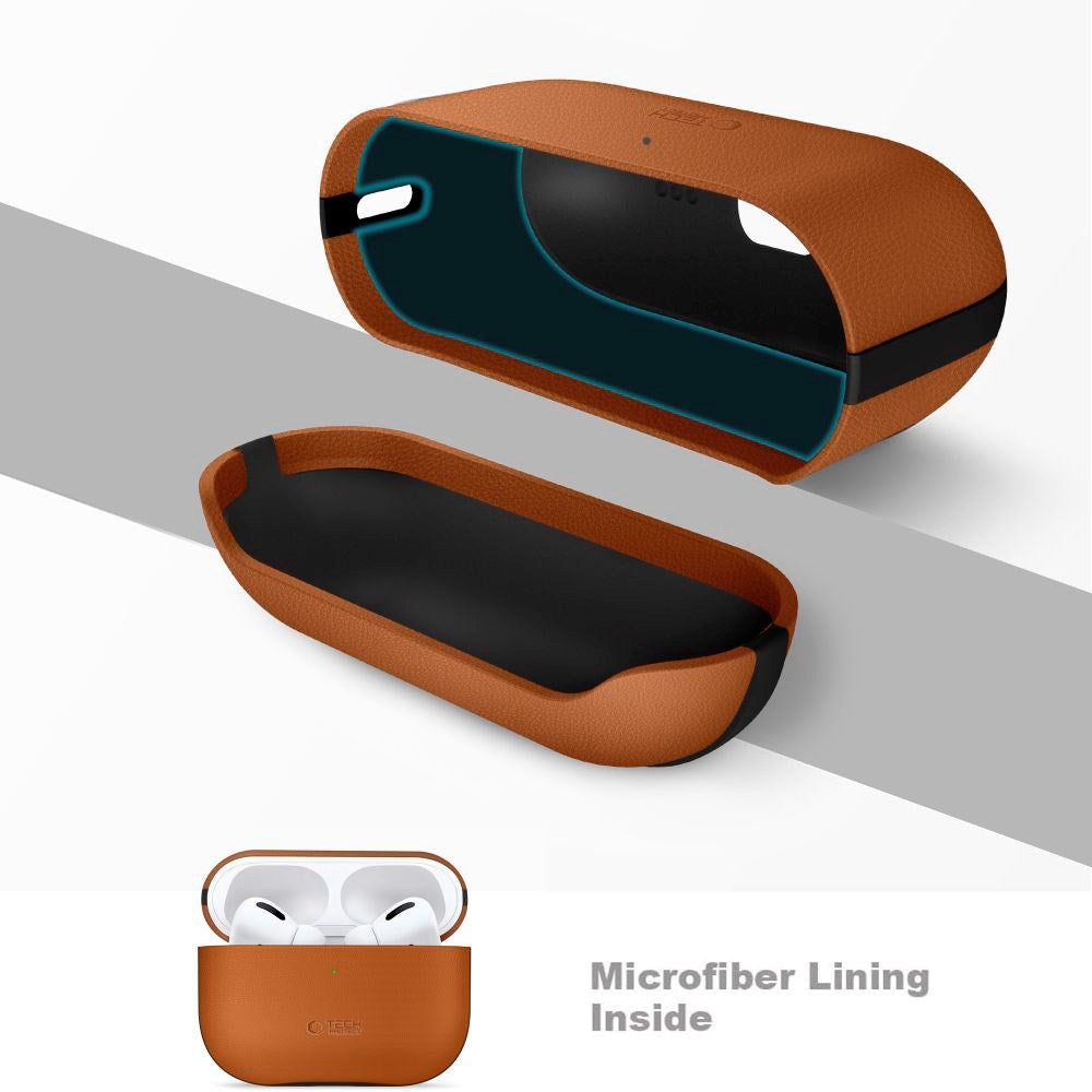 Apple AirPods Pro (3. gen.) Tech-Protect NaturalFit Kunstlæder Cover m. Rem - Brun