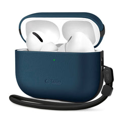 Apple AirPods Pro (3. gen.) Tech-Protect NaturalFit Kunstlæder Cover m. Rem - Blå