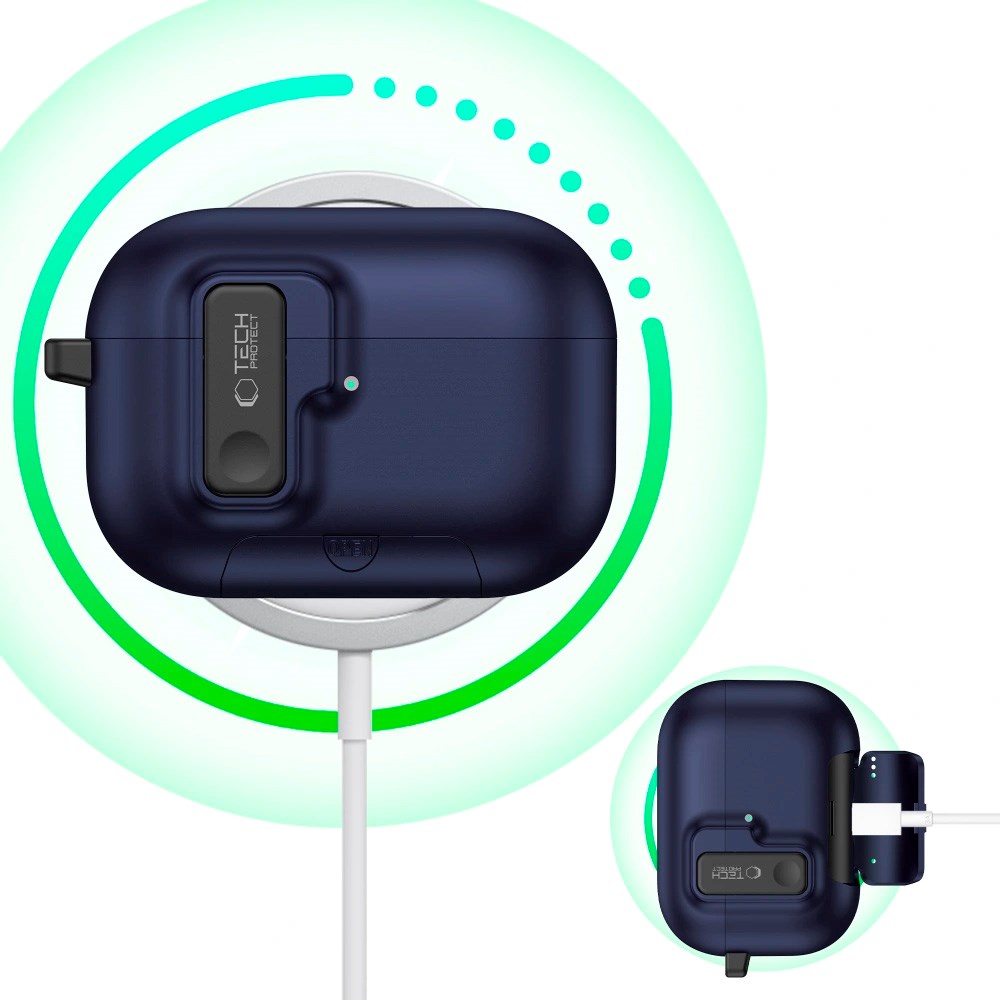 Apple AirPods Pro (3. gen.) Tech-Protect Slim Hook Cover - Mørkeblå
