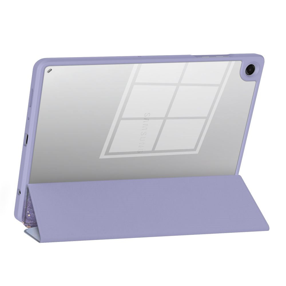Samsung Galaxy Tab A11 / A9 Tech-Protect SC Pen Hybrid Flip Cover m. Stylus Holder - Lilla Marble / Gennemsigtig