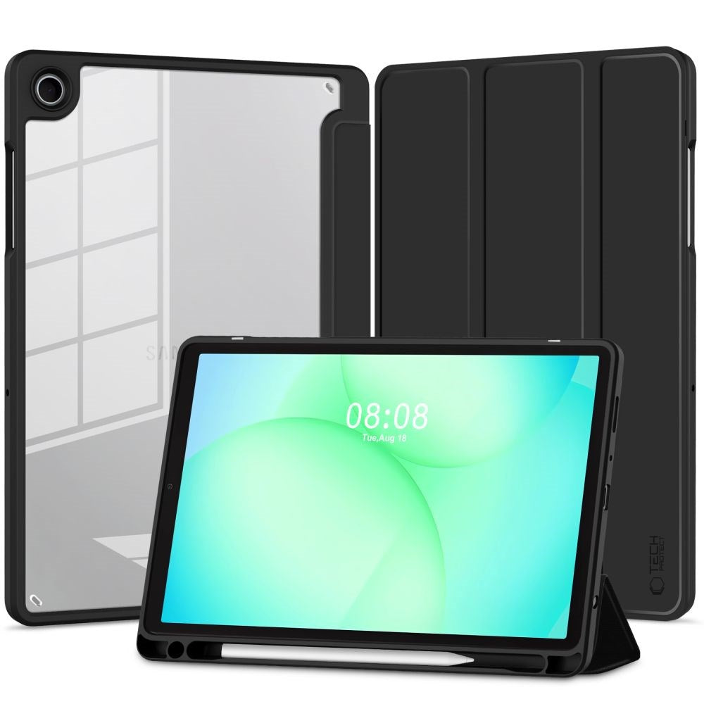 Samsung Galaxy Tab A11+ (Plus) / A9+ (Plus) Tech-Protect SC Pen Hybrid Flip Cover m. Stylus Holder - Sort / Gennemsigtig