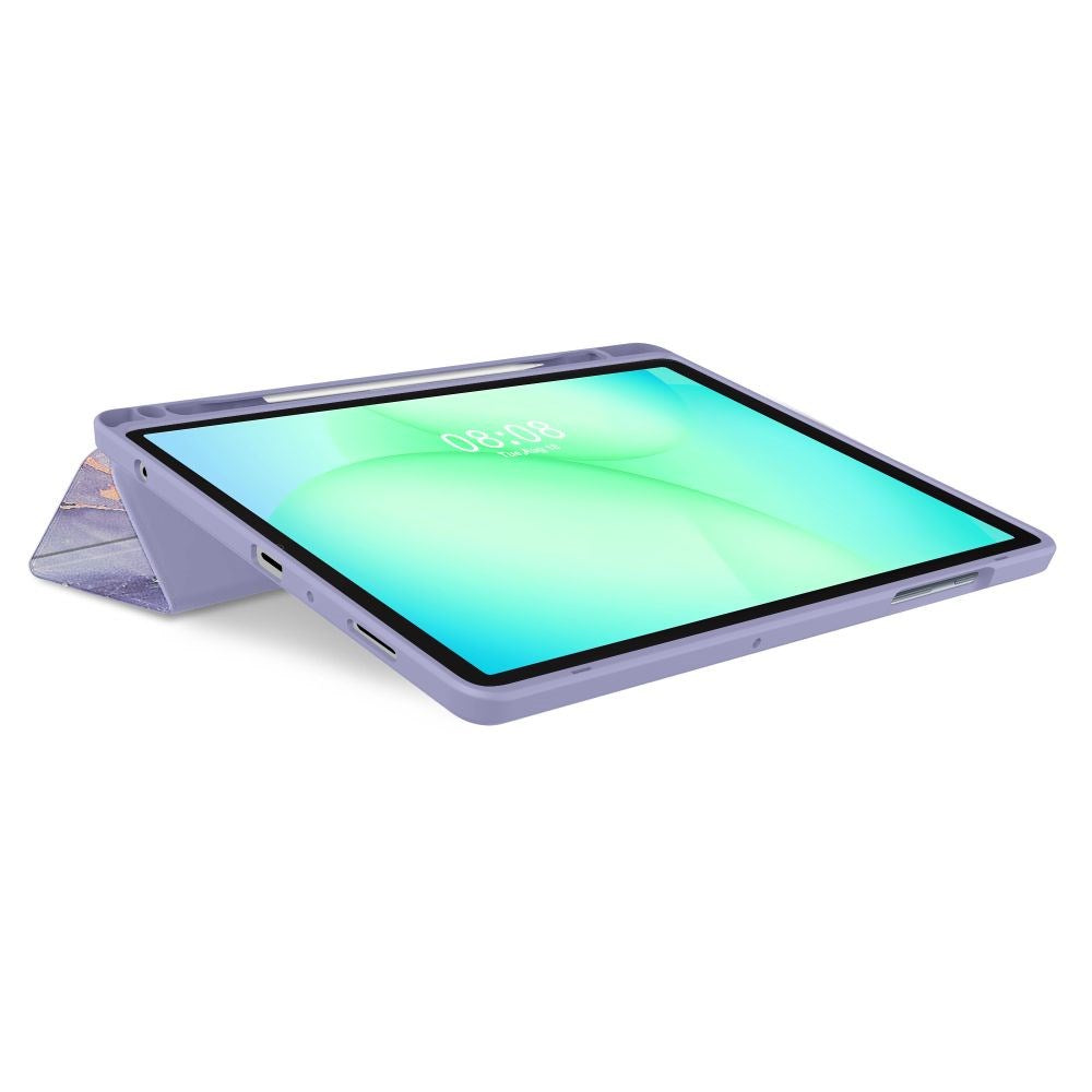 Samsung Galaxy Tab A11+ (Plus) / A9+ (Plus) Tech-Protect SC Pen Hybrid Flip Cover m. Stylus Holder - Lilla Marble / Gennemsigtig