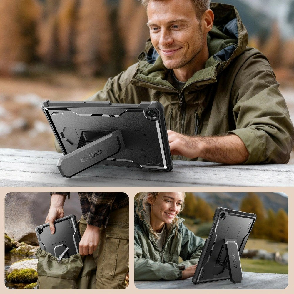 Samsung Galaxy Tab A11+ (Plus) / A9+ (Plus) Tech-Protect Kevlar Pro Håndværkercover m. Indbygget Skærmbeskyttelse - Sort