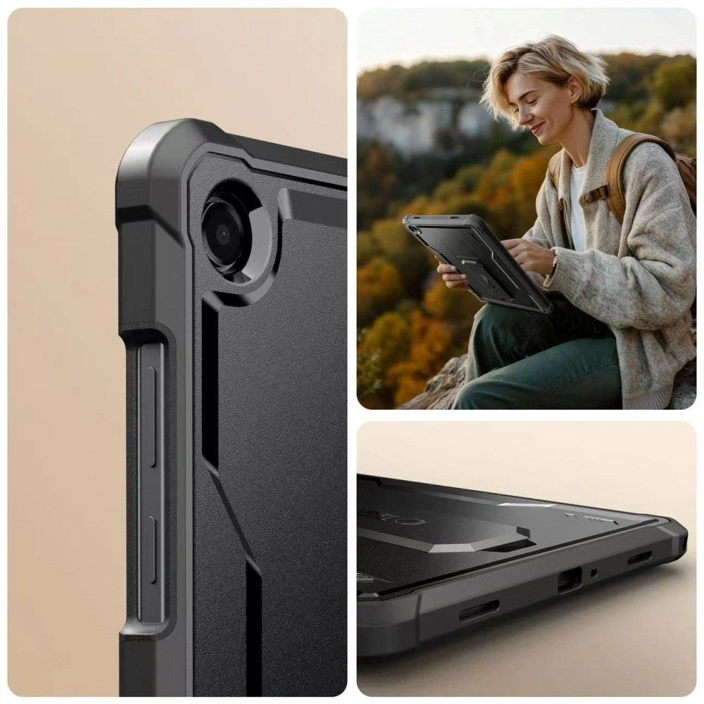 Samsung Galaxy Tab A11+ (Plus) / A9+ (Plus) Tech-Protect Kevlar Pro Håndværkercover m. Indbygget Skærmbeskyttelse - Sort