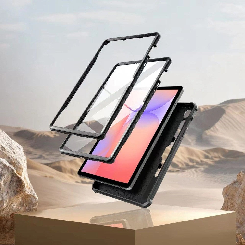 Samsung Galaxy Tab S10 Lite / S10 FE / S9 Tech-Protect Kevlar Pro Håndværkercover m. Indbygget Skærmbeskyttelse - Sort