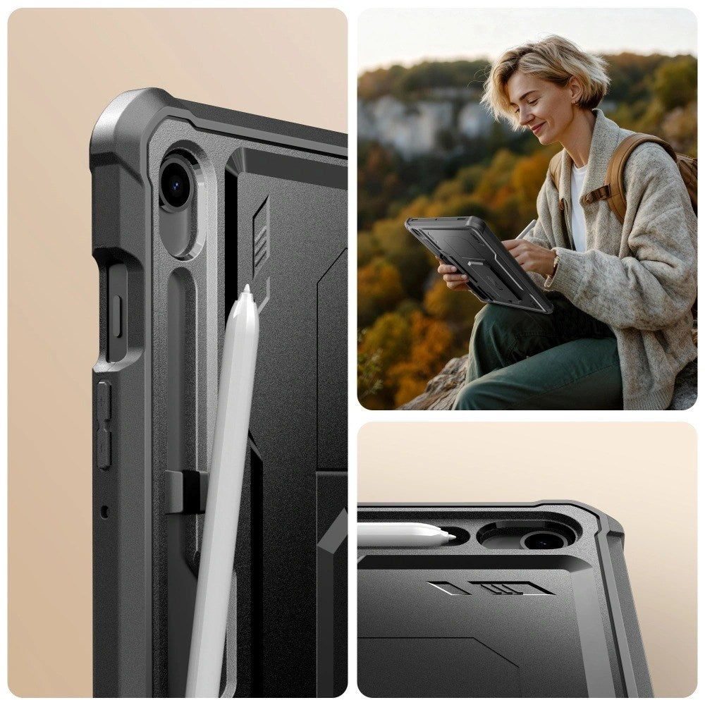 Samsung Galaxy Tab S10 Lite / S10 FE / S9 Tech-Protect Kevlar Pro Håndværkercover m. Indbygget Skærmbeskyttelse - Sort