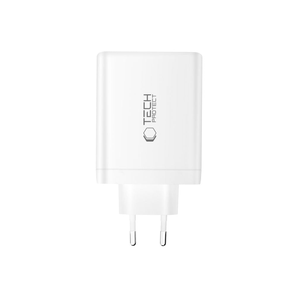 Tech-Protect 120W GaN Vægoplader m. 1 x USB-A & 3 x USB-C - Hvid