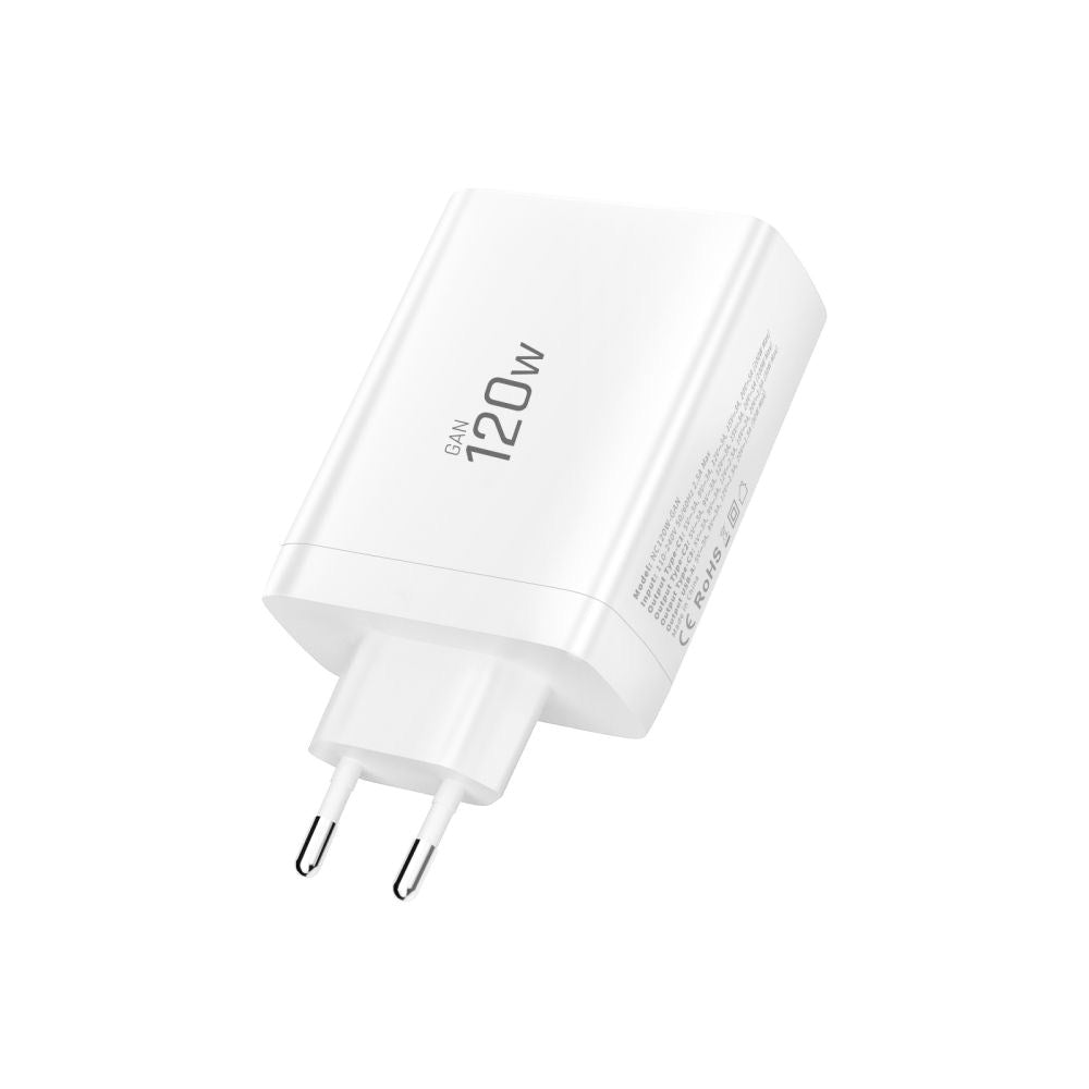 Tech-Protect 120W GaN Vægoplader m. 1 x USB-A & 3 x USB-C - Hvid