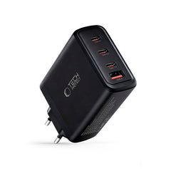 Tech-Protect 140W GaN Vægoplader m. 1 x USB-A & 3 x USB-C - Sort