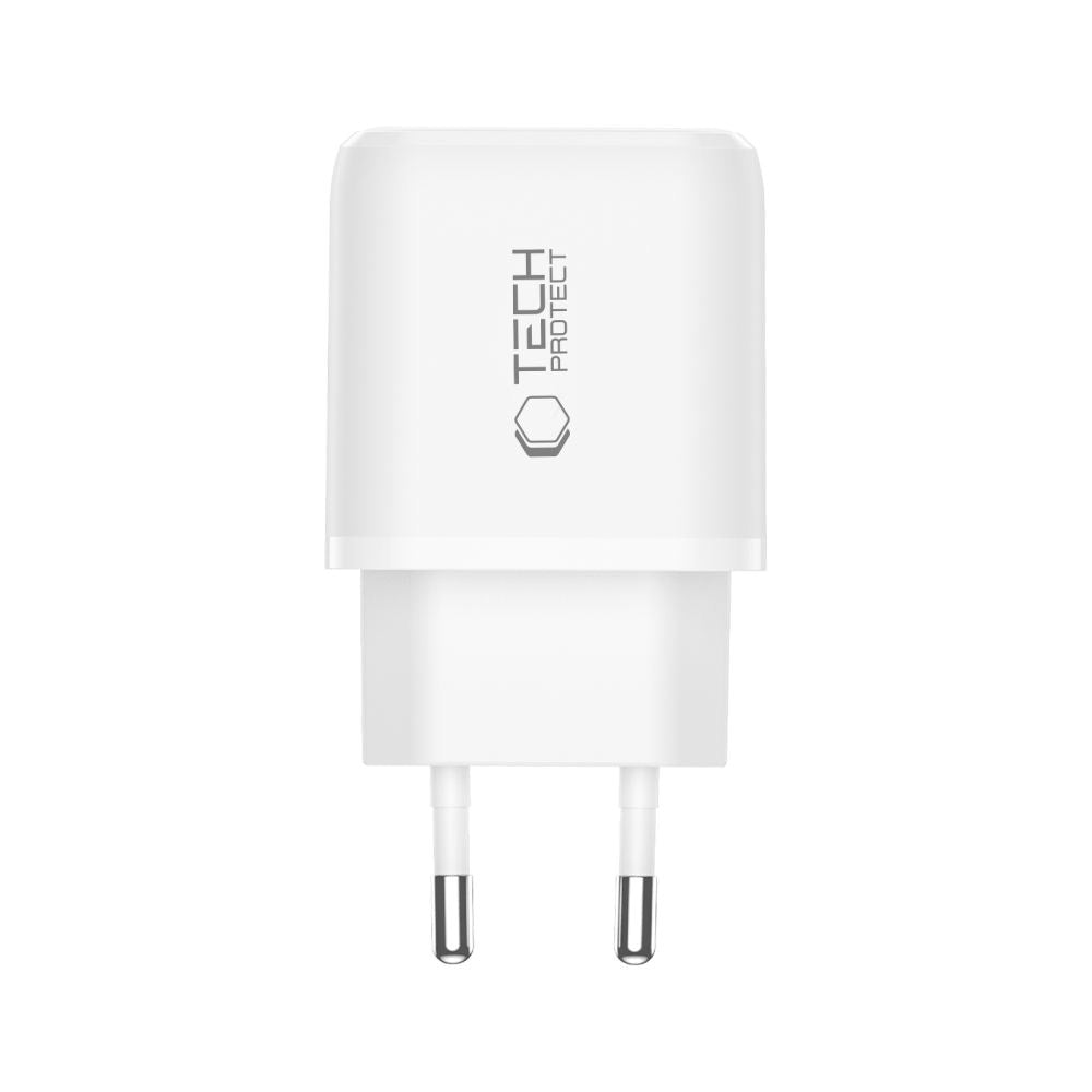 Tech-Protect 45W Vægoplader m. 1 x USB-C & 1 x USB-A - Hvid