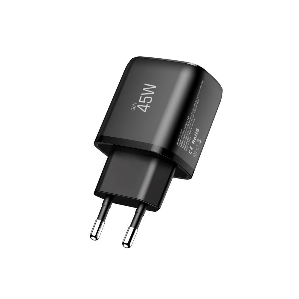 Tech-Protect 45W Vægoplader m. 1 x USB-C & 1 x USB-A - Sort
