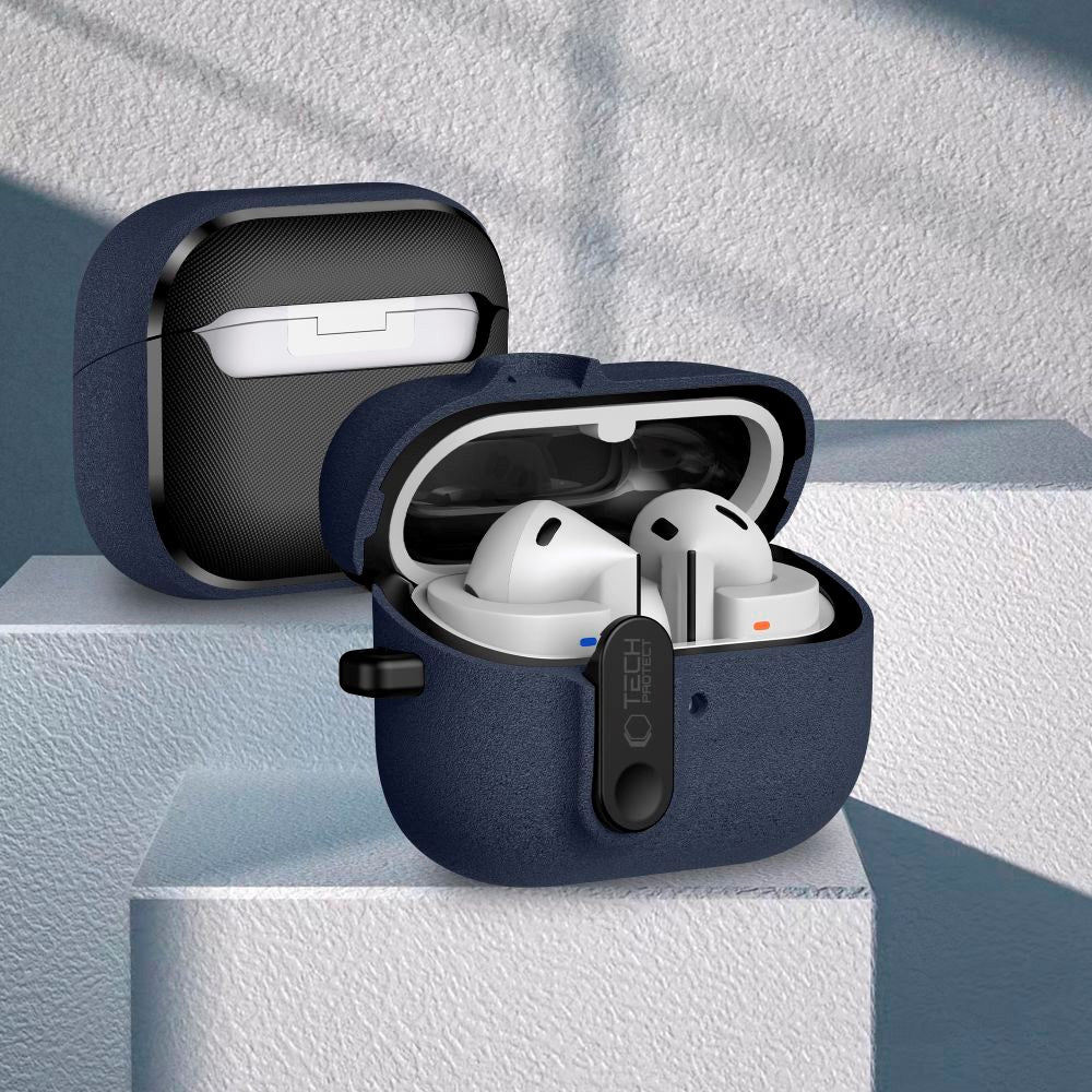 Samsung Galaxy Buds 3 / 3 Pro / 3 FE Tech-Protect Slim Hook Cover m. Karabinhage - Blå