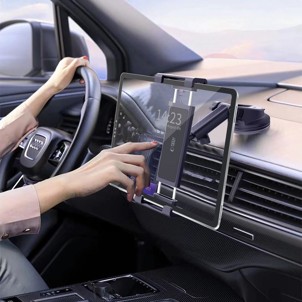 Tech-Protect – Innovativt Tablet Stativ til Bil – 360° Rotation & Teleskopisk Arm - Sort