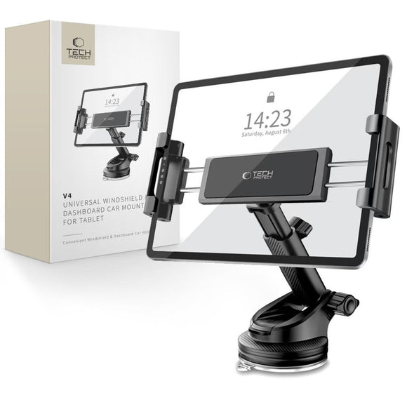 Tech-Protect – Innovativt Tablet Stativ til Bil – 360° Rotation & Teleskopisk Arm - Sort
