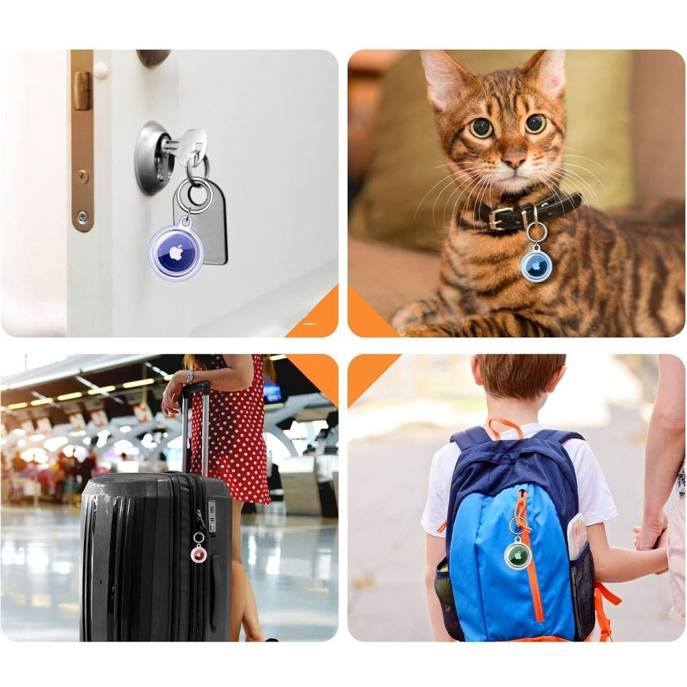 Tech-Protect Icon AirTag 1. & 2. Gen. Cover m. Karabinhage - 4 stk. - Gennemsigtig
