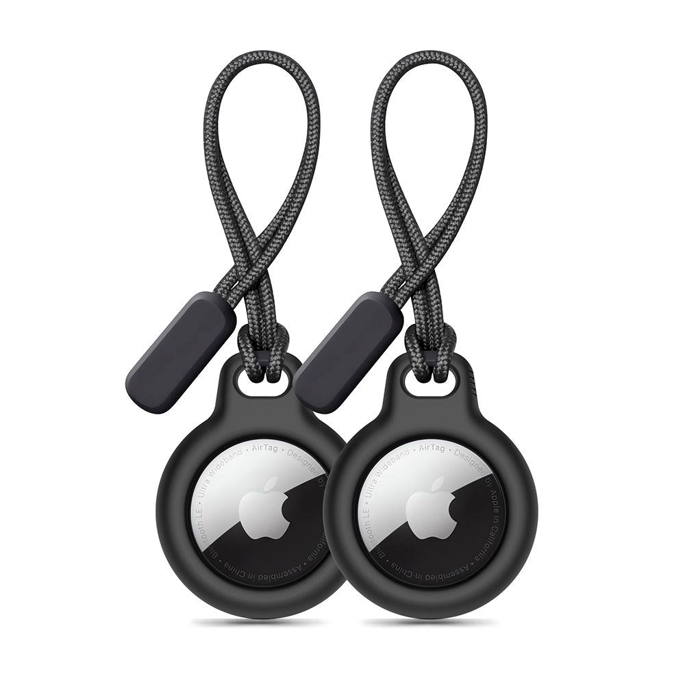 Apple AirTag 1. & 2. Gen. Tech-Protect Rough Chain Holder m. Snor - 2 stk. - Sort
