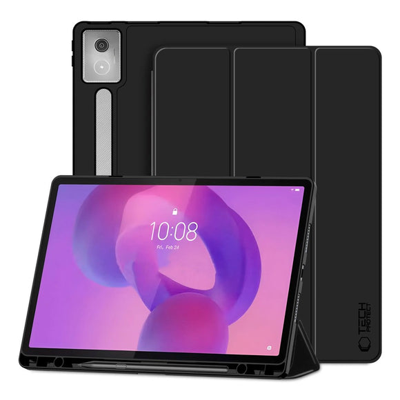 Lenovo IdeaTab Pro Tech-Protect Silikone Flip Cover m. Ståfunktion & Pen Holder - Sort