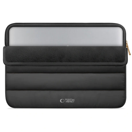 Tech-Protect Fluffy MacBook / Laptop 13-14" (25 x 35cm) Sleeve m. Ekstra Lynlåslomme - Sort