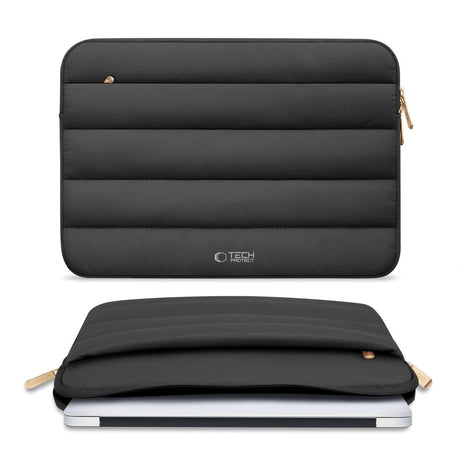 Tech-Protect Fluffy MacBook / Laptop 15-16" (27 x 38cm) Sleeve m. Ekstra Lynlåslomme - Sort