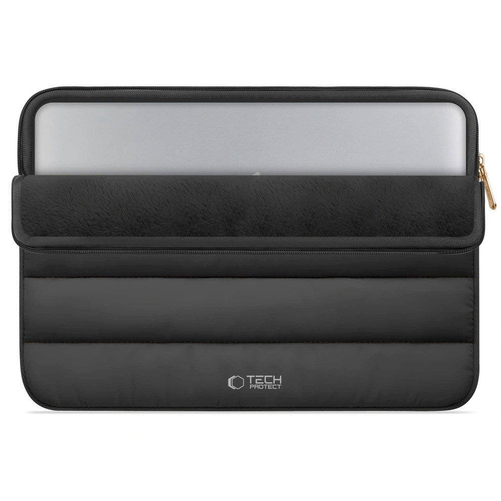 Tech-Protect Fluffy MacBook / Laptop 15-16" (27 x 38cm) Sleeve m. Ekstra Lynlåslomme - Sort