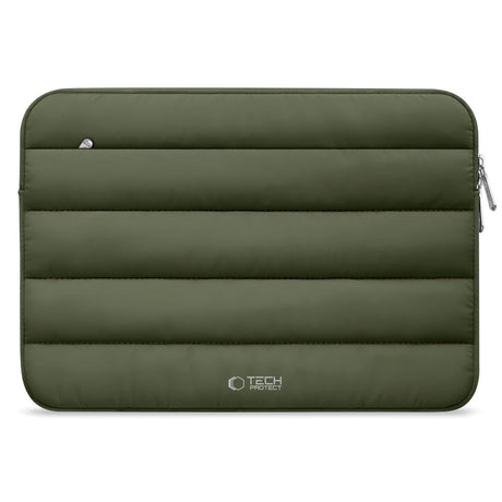 Tech-Protect Fluffy MacBook / Laptop 15-16" (27 x 38cm) Sleeve m. Ekstra Lynlåslomme - Mørkegrøn