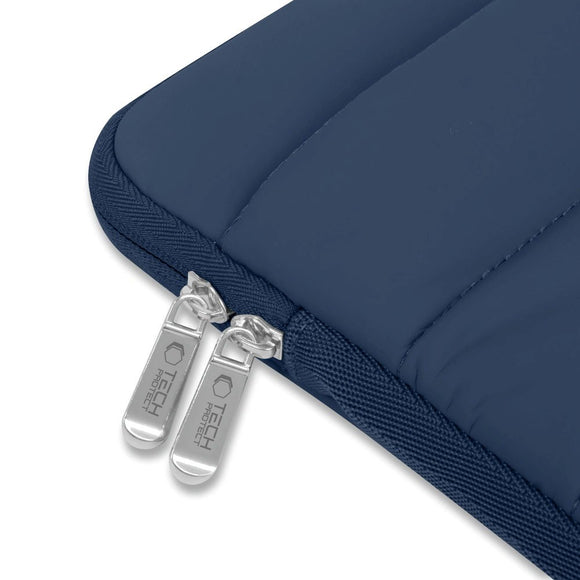 Tech-Protect Fluffy MacBook / Laptop 13-14" (25 x 35cm) Sleeve m. Ekstra Lynlåslomme - Mørkeblå