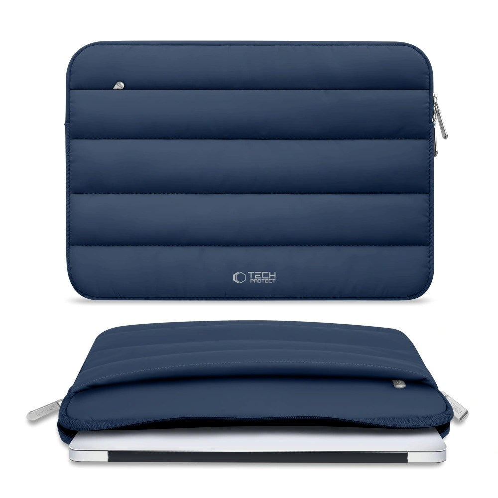 Tech-Protect Fluffy MacBook / Laptop 15-16" (27 x 38cm) Sleeve m. Ekstra Lynlåslomme - Mørkeblå