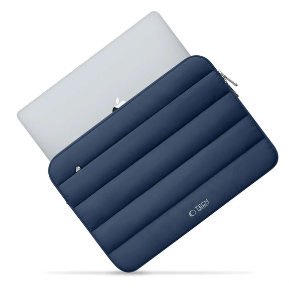 Tech-Protect Fluffy MacBook / Laptop 15-16" (27 x 38cm) Sleeve m. Ekstra Lynlåslomme - Mørkeblå