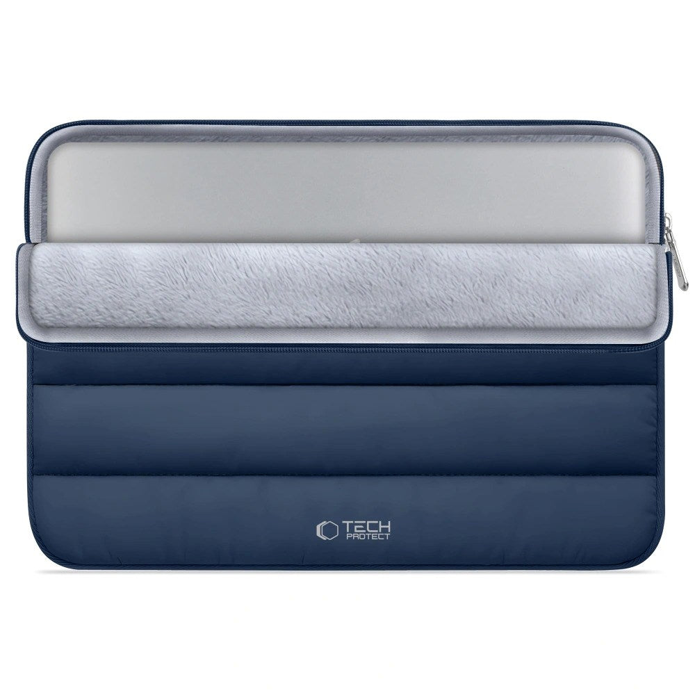 Tech-Protect Fluffy MacBook / Laptop 15-16" (27 x 38cm) Sleeve m. Ekstra Lynlåslomme - Mørkeblå