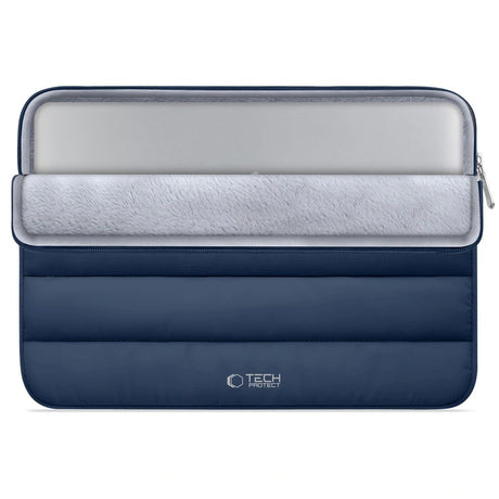 Tech-Protect Fluffy MacBook / Laptop 15-16" (27 x 38cm) Sleeve m. Ekstra Lynlåslomme - Mørkeblå