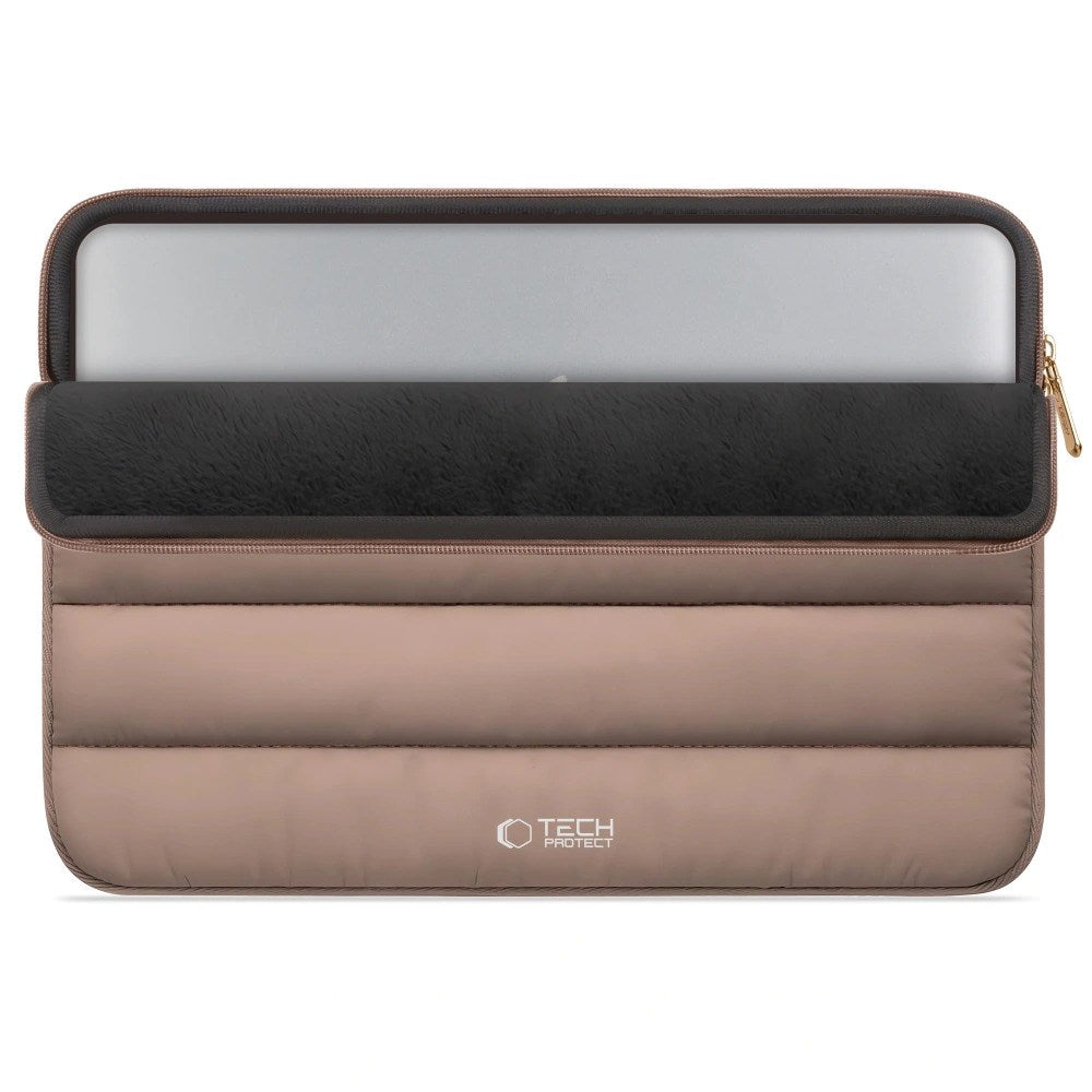 Tech-Protect Fluffy MacBook / Laptop 13-14" (25 x 35cm) Sleeve m. Ekstra Lynlåslomme - Beige