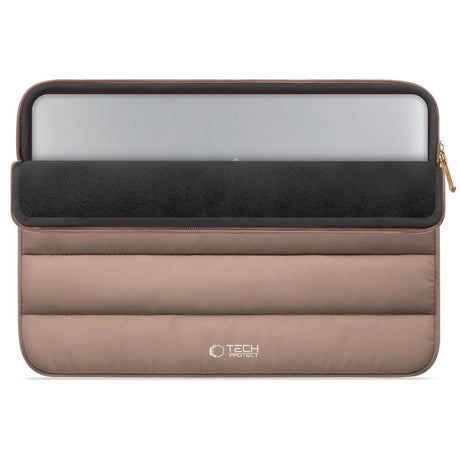 Tech-Protect Fluffy MacBook / Laptop 13-14" (25 x 35cm) Sleeve m. Ekstra Lynlåslomme - Beige