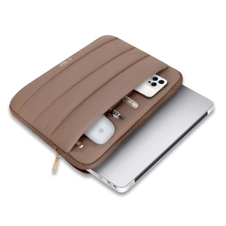 Tech-Protect Fluffy MacBook / Laptop 15-16" (27 x 38cm) Sleeve m. Ekstra Lynlåslomme - Beige