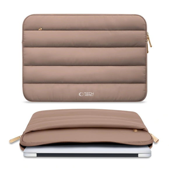 Tech-Protect Fluffy MacBook / Laptop 15-16" (27 x 38cm) Sleeve m. Ekstra Lynlåslomme - Beige