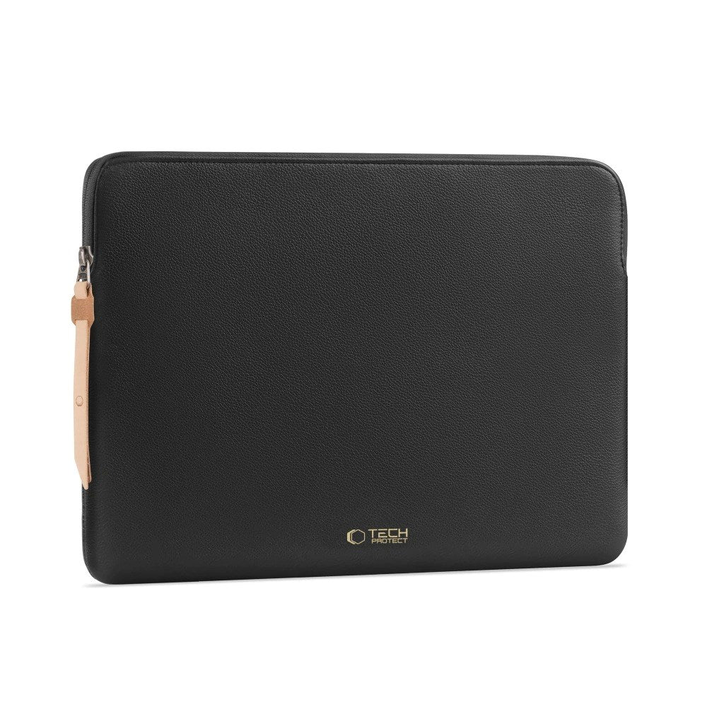 Tech-Protect MacBook / Laptop 15-16" Kunstlæder Sleeve m. Foret Inderside - Black