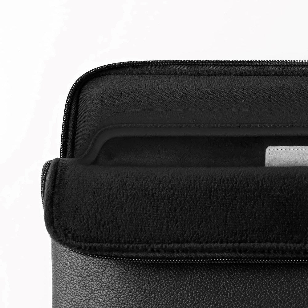Tech-Protect MacBook / Laptop 15-16" Kunstlæder Sleeve m. Foret Inderside - Black