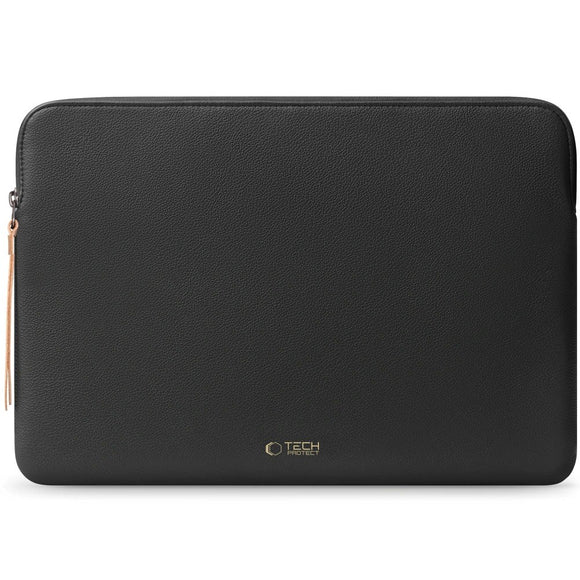 Tech-Protect MacBook / Laptop 15-16" Kunstlæder Sleeve m. Foret Inderside - Black
