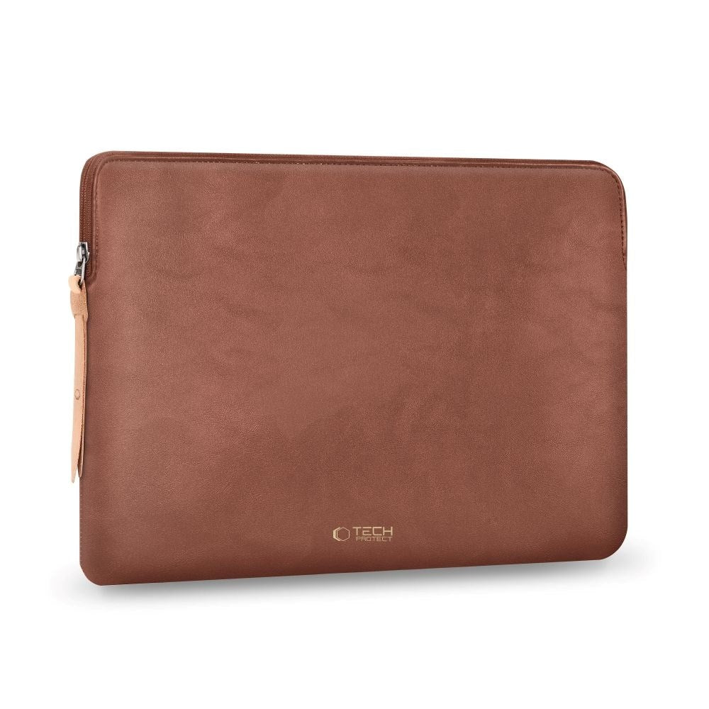Tech-Protect MacBook / Laptop 15-16" Kunstlæder Sleeve m. Foret Inderside - Brown