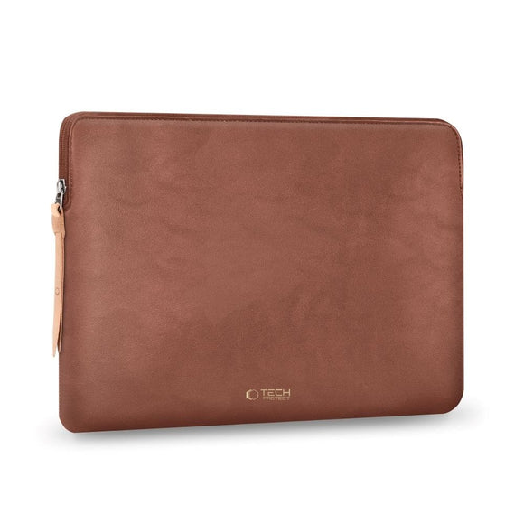 Tech-Protect MacBook / Laptop 15-16" Kunstlæder Sleeve m. Foret Inderside - Brown