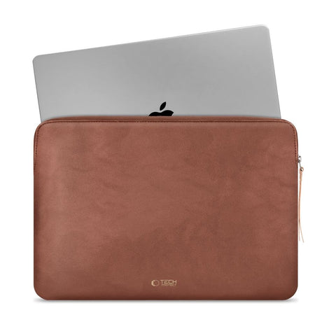 Tech-Protect MacBook / Laptop 15-16" Kunstlæder Sleeve m. Foret Inderside - Brown