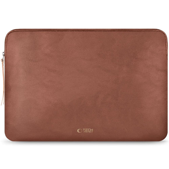 Tech-Protect MacBook / Laptop 15-16" Kunstlæder Sleeve m. Foret Inderside - Brown