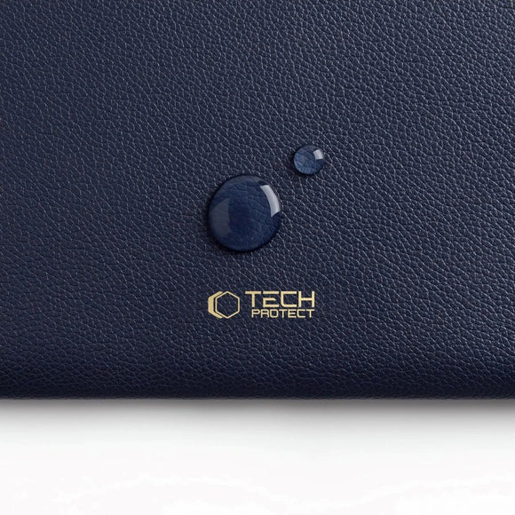 Tech-Protect MacBook / Laptop 15-16" Kunstlæder Sleeve m. Foret Inderside - Navy Blue