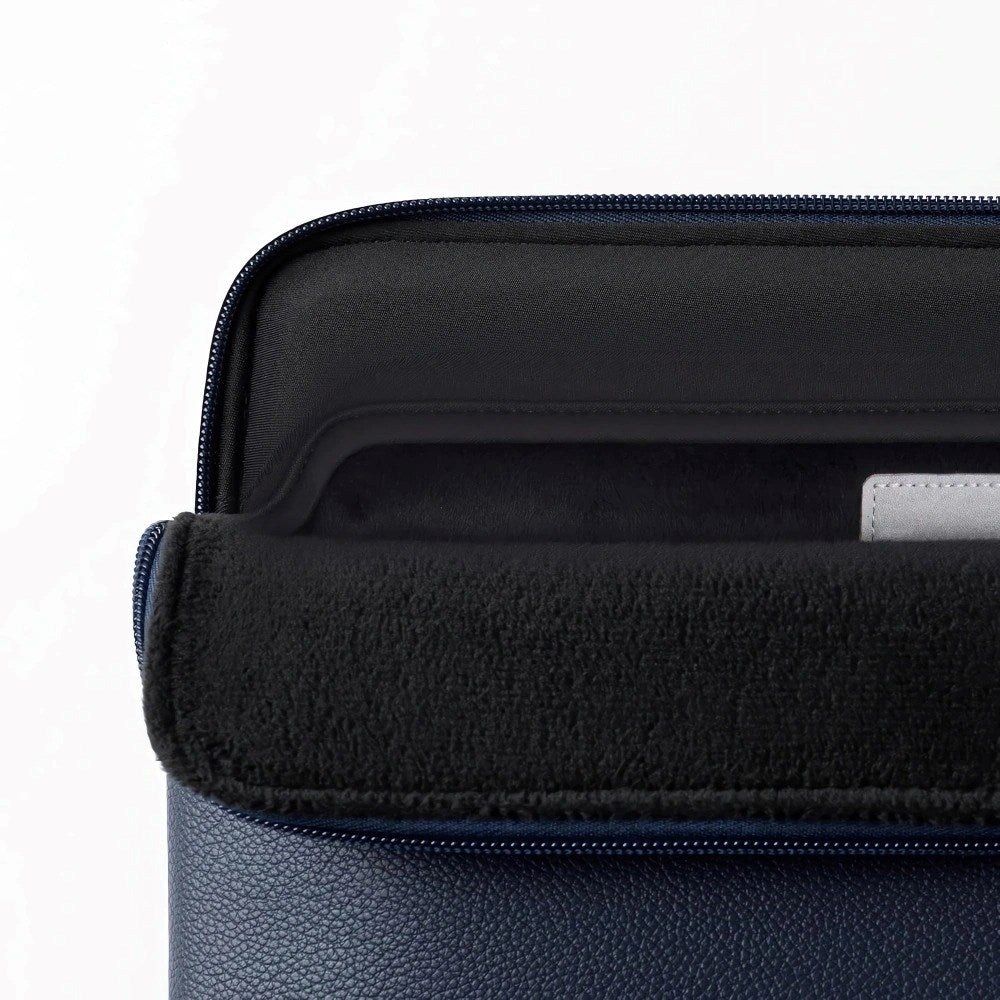 Tech-Protect MacBook / Laptop 15-16" Kunstlæder Sleeve m. Foret Inderside - Navy Blue
