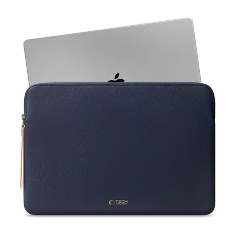 Tech-Protect MacBook / Laptop 15-16" Kunstlæder Sleeve m. Foret Inderside - Navy Blue
