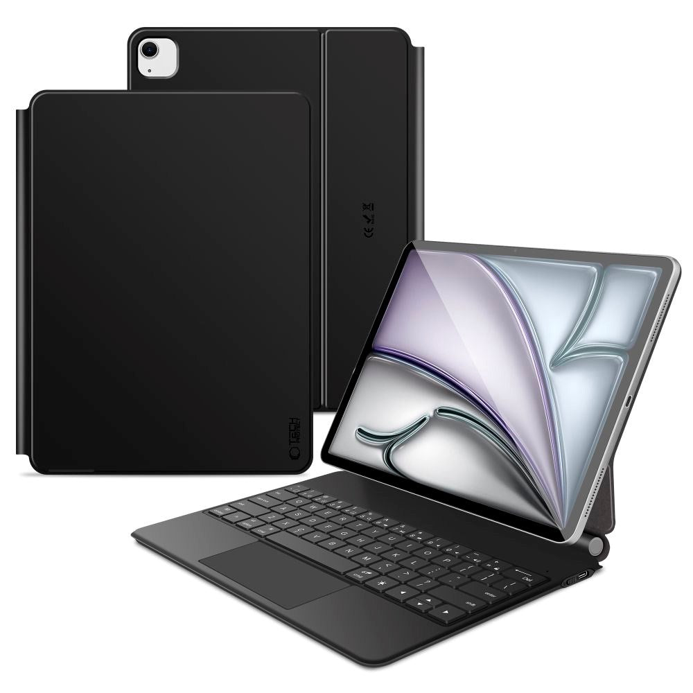 iPad Air 13" (2026 / 2025 / 2024) / Pro 12.9" (2022 / 2021 / 2020) Tech-Protect Cover m. Engelsk Tastatur - Sort