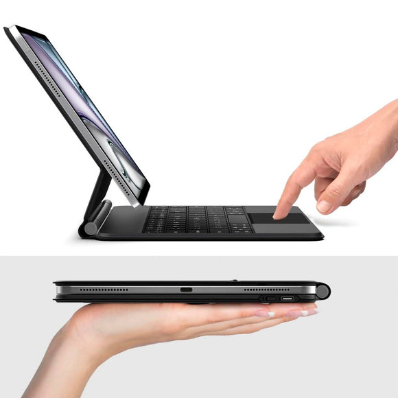 iPad Air 13" (2026 / 2025 / 2024) / Pro 12.9" (2022 / 2021 / 2020) Tech-Protect Cover m. Engelsk Tastatur - Sort